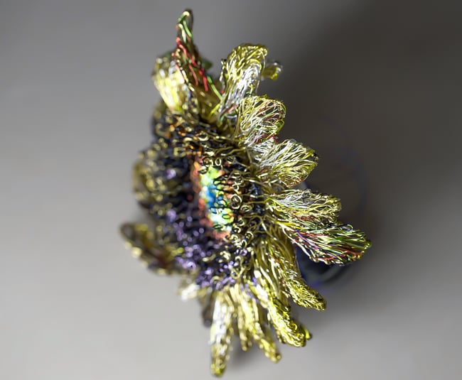 Sunflower wire Art sculpture brooch, Artist contemporary jewelry