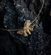 14k Gold butterfly necklace, Wire insect sculpture jewelry art