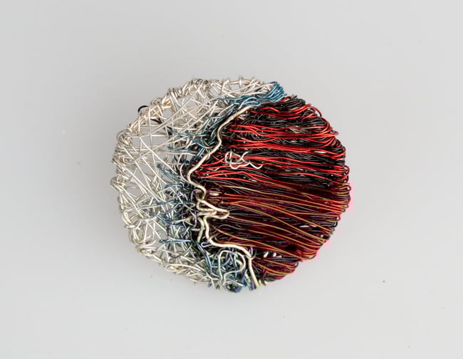 Wire sculpture face head ring, Contemporary Art jewelry