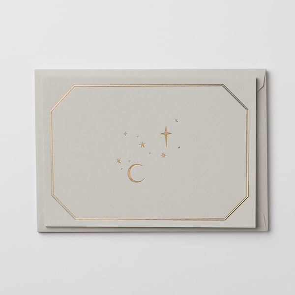 Image of 6 Foiled Moon + Stars Notecards + Envelopes