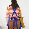 NEW! Printmakers Crossback Apron with Adjustable Straps, 3 Pockets. Womens, Mens. Blue Canvas, No24