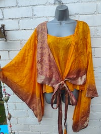 Image 1 of Kimono and cami top Set- Yellow and rust 