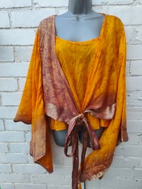 Image 5 of Kimono and cami top Set- Yellow and rust 