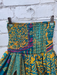 Image 4 of Zara Spilt Skirt- Sari fabric yellow and greens