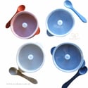 Silicone Suction Bowl Lid and Spoon (light blue)