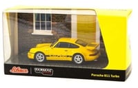 PORSCHE 911 TURBO YELLOW 1/64 DIECAST MODEL BY SCHUCO & TARMAC WORKS T64S-009-YL