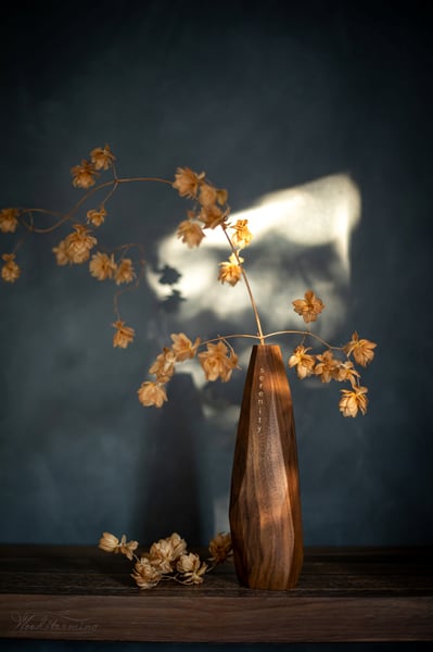 Image of Personalized wood vase for home decor, inspirational gift, modern wood decor, handmade ikebana vase,