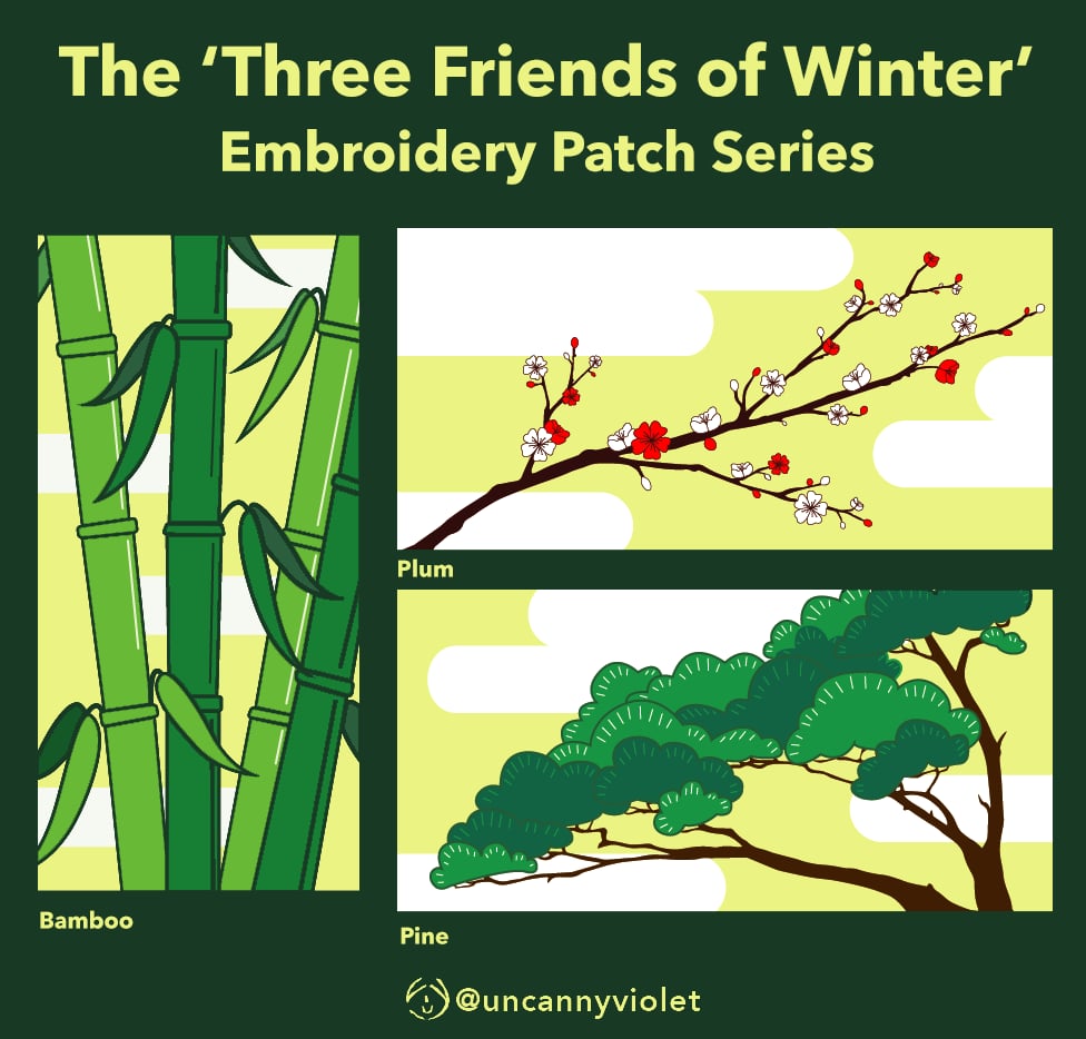 [Embroidery Patch] 3 Friends of Winter
