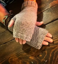 Image 5 of Paw print fingerless 100% wool hand knit ladies / teen / child / toddler 