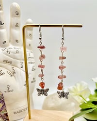 Strawberry Quartz Butterfly Dangles