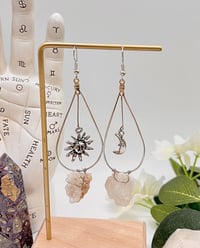 Silver Sun and Moon Quartz Teardrops