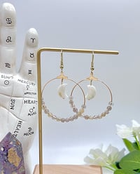 Gold Shell Moon and Agate Hoops