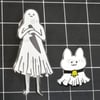 [Enamel Pin] Ghost Girl and Ghost Cat