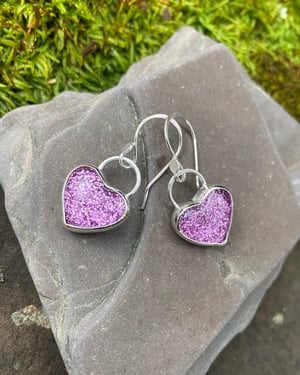 Image of Pinky Pink Glitter Heart Earrings