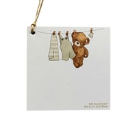 Australian made baby gift tag - sage baby clothes and teddy bear
