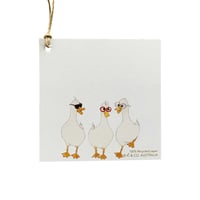 Australian made gift tag - Three ducks with glasses