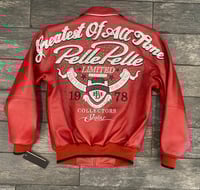 Image 1 of Pelle Pelle Greatest Of All Time Embellished Leather Jacket In Red