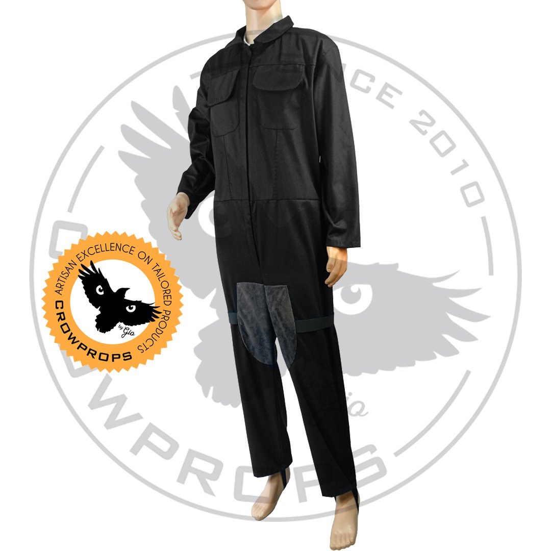 Image of Black Gabardine  and Suede Flightsuit - STANDARD SIZES and TAILORED too, you choose. 
