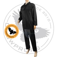 Image 1 of Black Gabardine  and Suede Flightsuit - STANDARD SIZES and TAILORED too, you choose. 