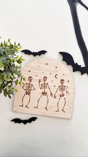 Image of Dancing Skeleton Shelf Sign