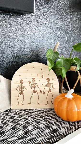 Image of Dancing Skeleton Shelf Sign