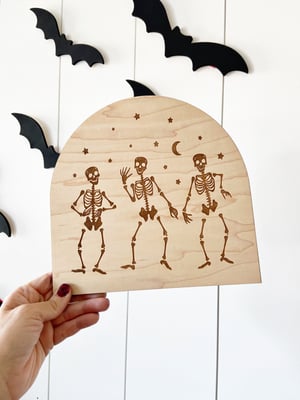 Image of Dancing Skeleton Shelf Sign