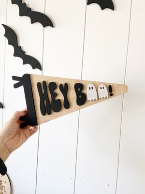 Image of "Hey Boo" pennant sign