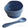 Silicone Suction Curved Bowl and Spoon (dusty blue)