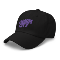 Image 1 of Embroidered Charm City Purple Dad Hat 