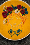 SUMMER portrait with merino wool on linen fabric