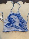 Backless merino knitted top Venus blue light blue 