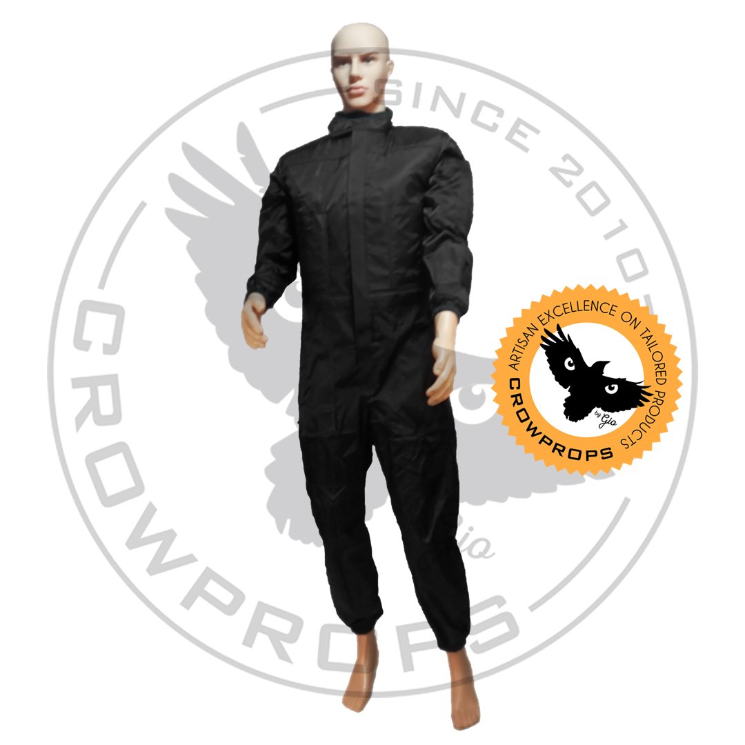 Image of Black Nylon Grey Thread Flightsuit - STANDARD SIZES and TAILORED too, you choose. 