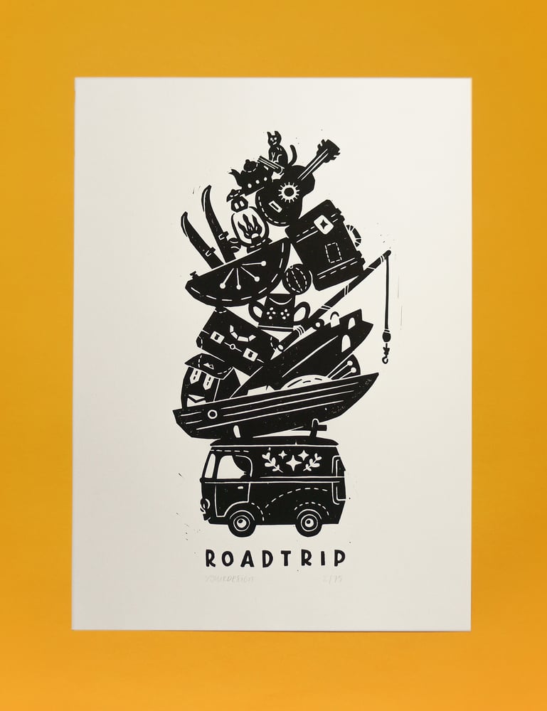 Image of Road Trip (lino print - 25x35cm)