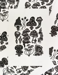 Image 3 of Fantastic Funghi (lino print - A3)