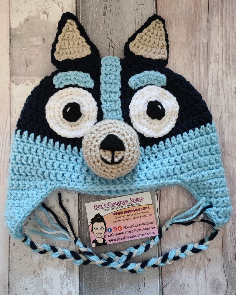 Image of Bluey and Bingo Inspired Character Crochet Winter Hat