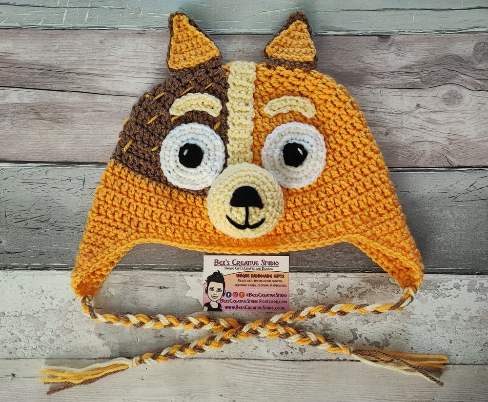 Image of Bluey and Bingo Inspired Character Crochet Winter Hat