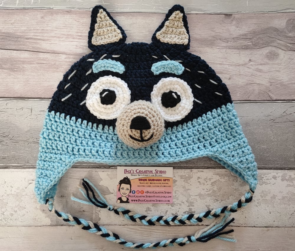 Image of Bluey and Bingo Inspired Character Crochet Winter Hat