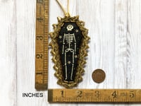 Image 5 of Festive Black Coffin Skeleton Embroidered 6 x 10.5cm DECORATION