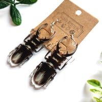 Image 2 of Titanus Stag Beetle Acrylic Earrings