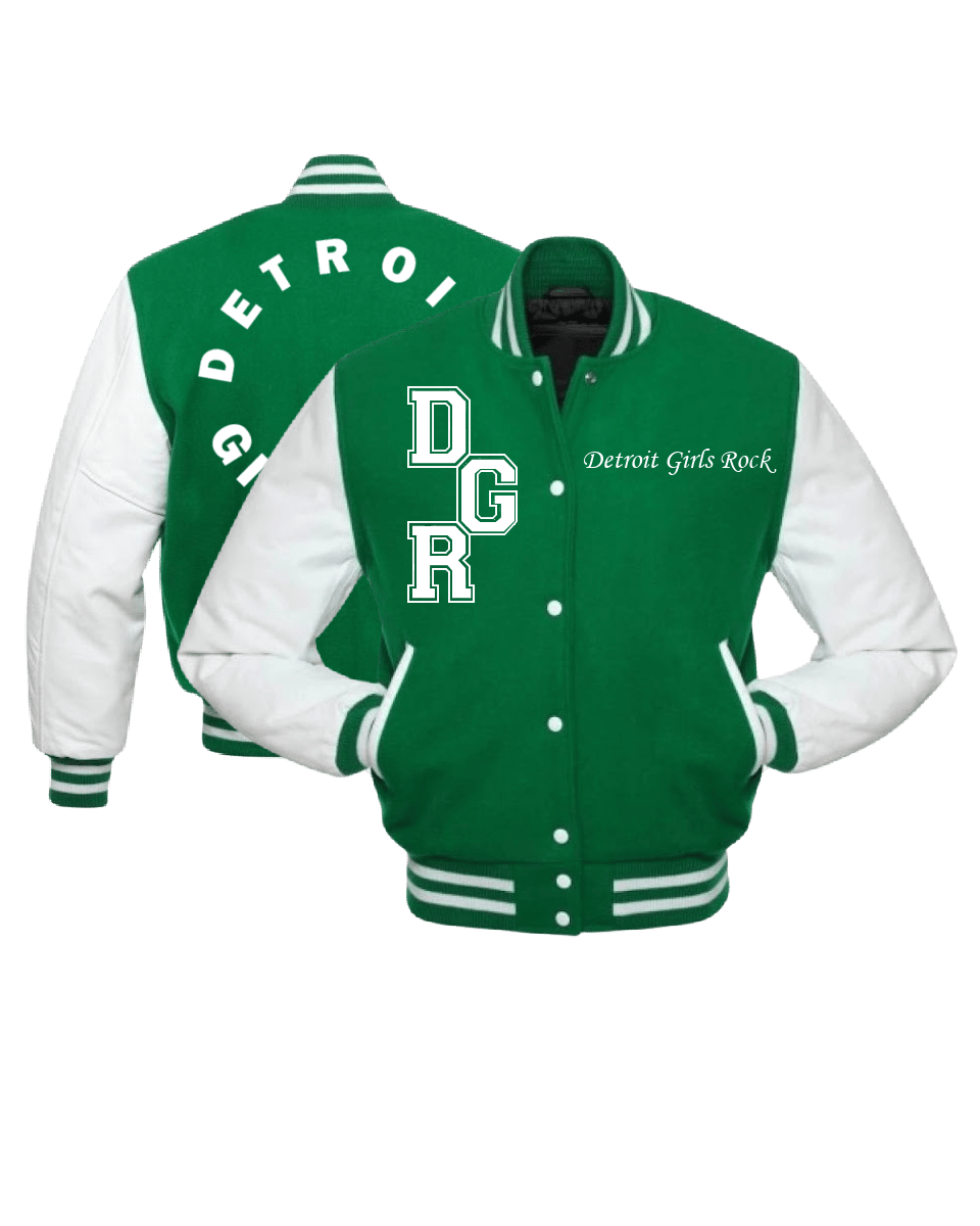 Image of Green DGR Letterman Jacket w/White Sleeves