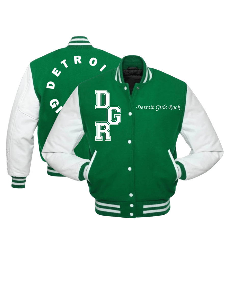 Image of Green DGR Letterman Jacket w/White Sleeves