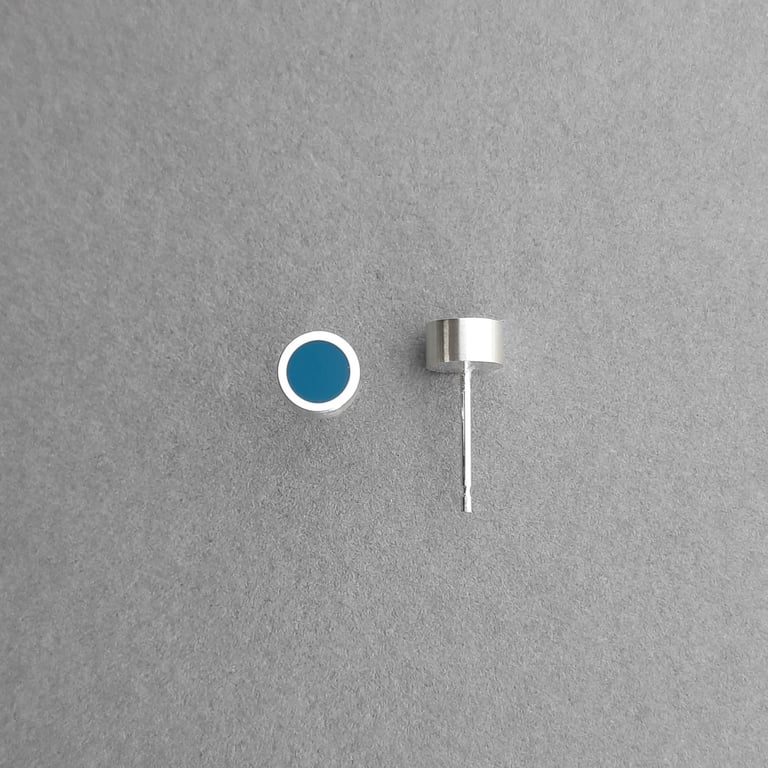 Little 6mm Silver Dot Studs in a Choice of Colours Image 3