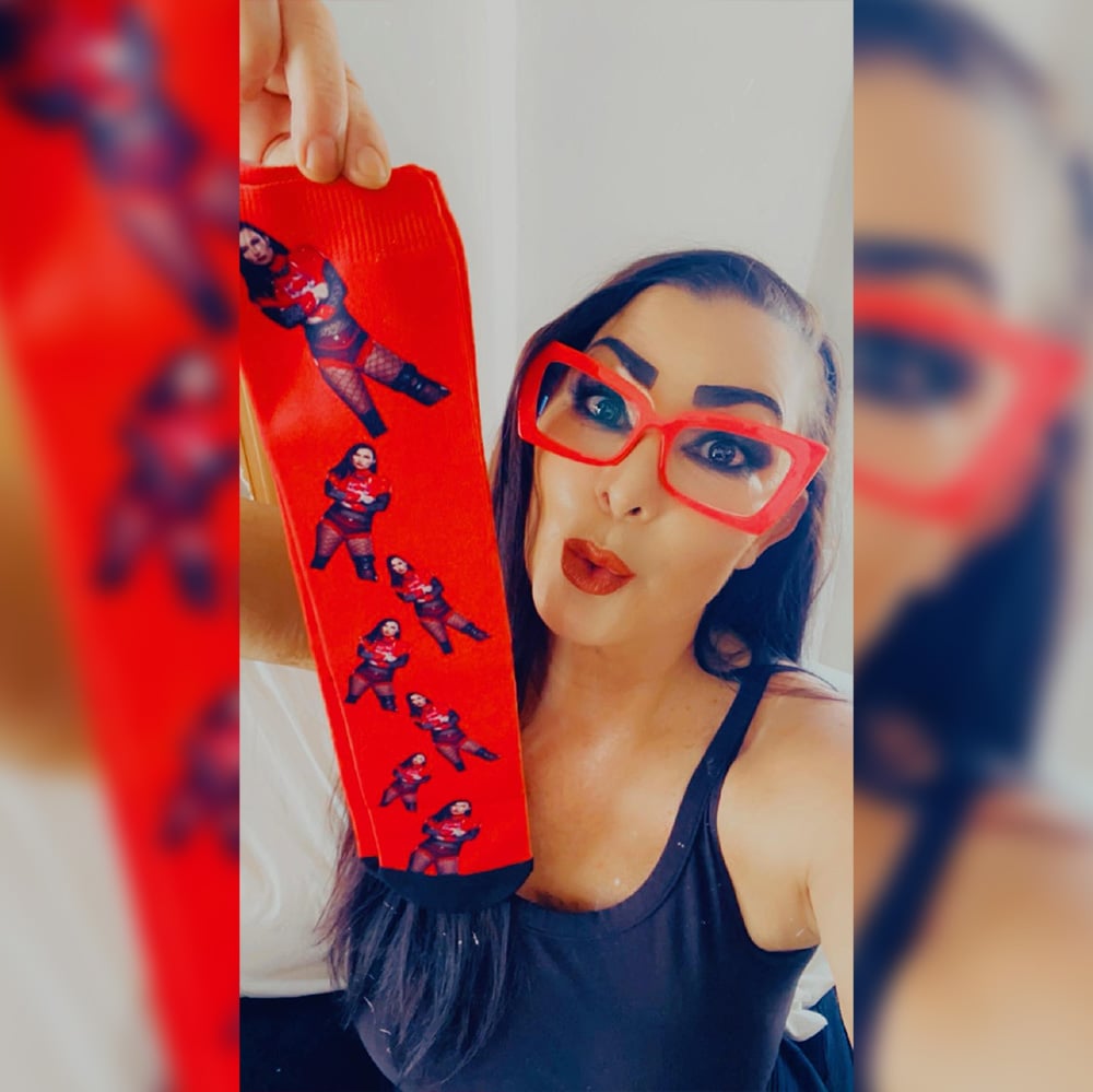 Custom Made Victoria Royal Rumble Socks + Free Signed 8X10