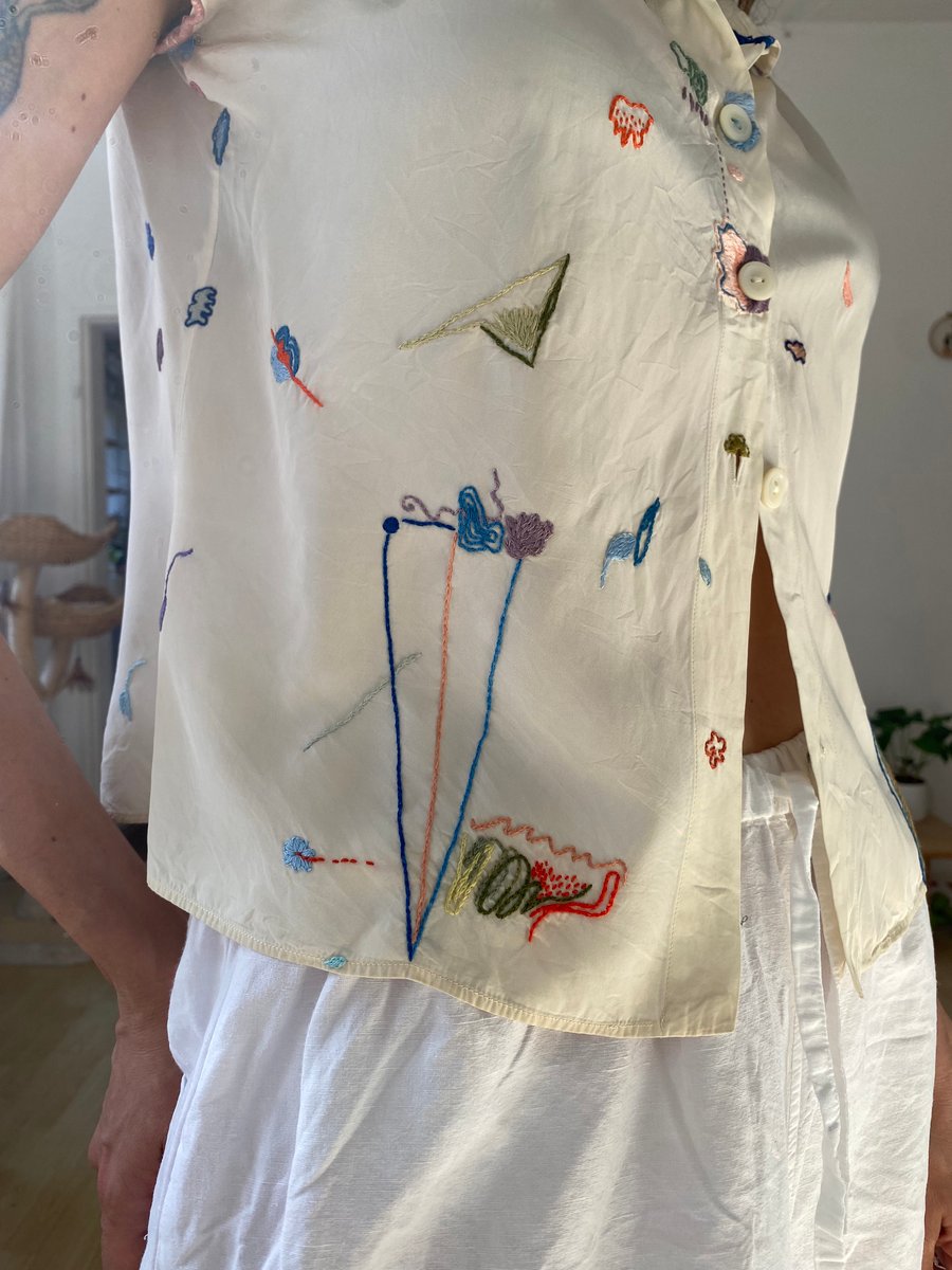 OFFLINE - hand embroidered t-shirt, available in ALL SIZES, limited edition