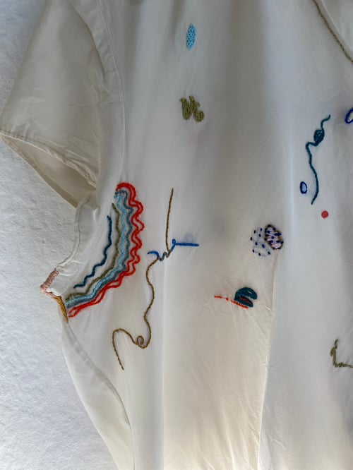 Image of Upcycled shirt, intuitive hand embroidery all over, reversible, one of a kind