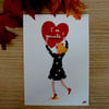 Collection automne illustration  " Coeur à message " - à personnaliser