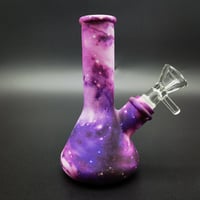 Image 1 of 5" Silicone Smoking Water Pipe Bong Starry Sky Bubbler Hookah +14mm Bowl