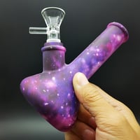 Image 4 of 5" Silicone Smoking Water Pipe Bong Starry Sky Bubbler Hookah +14mm Bowl