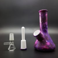 Image 2 of 5" Silicone Smoking Water Pipe Bong Starry Sky Bubbler Hookah +14mm Bowl