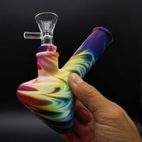 Image 2 of 5" Inch Water Pipe Silicone Smoking Bong Mini Bubbler Shisha Beaker W/ Bowl